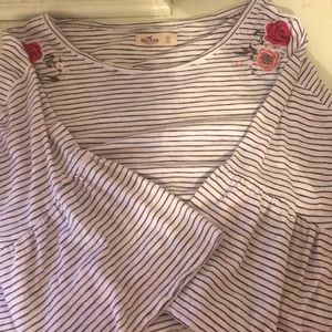 striped hollister XS bell sleeved shirt